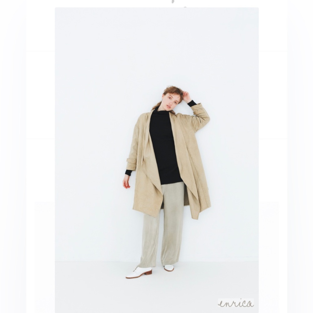 ENRICA Japan beige silk wide leg trousers 36